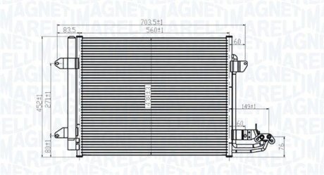 Skraplacz VW TOURAN 1.4TSI/1.6FSI/1.9TDI, 2.0TSI/TDI 03- MAGNETI MARELLI 350203815000