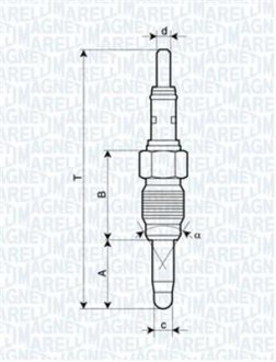 Њwieca їarowa AUDI 1.9TDI -01 VW GOLF IV 1.9TDI, FORD GALAXY 1.9TDI -06 MAGNETI MARELLI UX27A