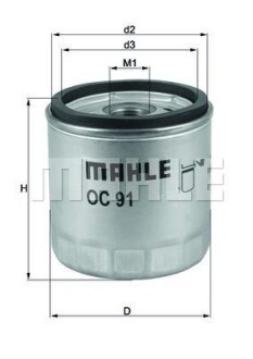 Масляный фильтр MAHLE / KNECHT OC91D1