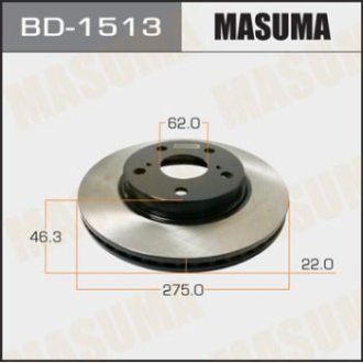 Диск тормозной передний (кратно 2) Toyota Corolla (06-) (BD-1513) MASUMA BD1513