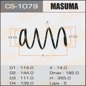 Пружина подвески передняя Toyota Camry (06-11) (CS-1079) MASUMA CS1079