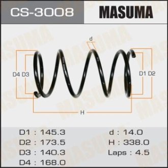 Пружина подвески передняя Mitsubishi Lancer (03-11) (CS-3008) MASUMA CS3008 (фото 1)