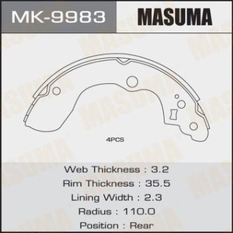 Колодки тормозные стояночного тормоза (MK-9983) MASUMA MK9983