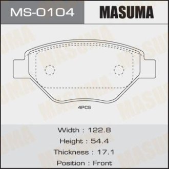 Колодки тормозные AN-4592K, P68031 передн RENAULT MEGANE II (MS-0104) MASUMA MS0104