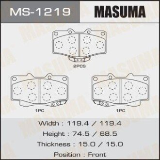 Колодки тормозные передн AN-303WK, NP1098, P83009 MASUMA MS1219