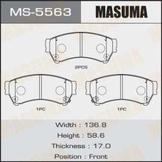 Колодки тормозные передн Mazda 6 (07-12) (MS-5563) MASUMA MS5563 (фото 1)