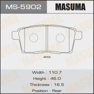 Колодки тормозные задн Mazda CX-7 (06-11), CX-9 (08-12) MASUMA MS-5902