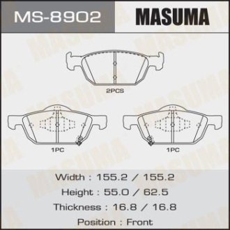 Колодки тормозные передн Honda Accord, Civic (08-) (MS-8902) MASUMA MS8902