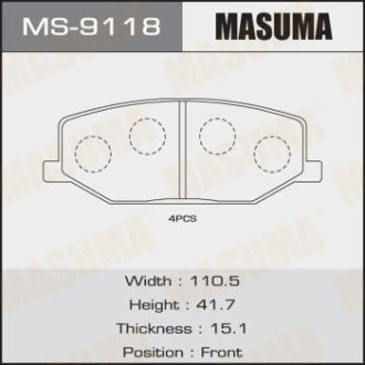 Колодки тормозные (MS-9118) MASUMA MS9118