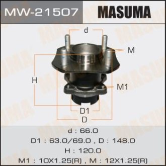 Ступица колеса заднего в сборе с подшипником Nissan Tida (07-) (с ABS) MASUMA MW-21507