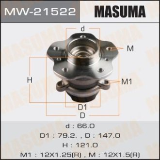 Ступица колеса заднего в сборе с подшипником Nissan Qashqai (13-) 2WD (с ABS) (MW-21522) MASUMA MW21522 (фото 1)