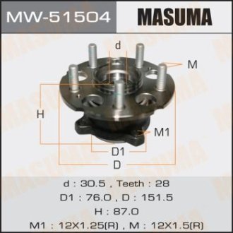 Ступица колеса задн CR-V/ RE4 (with ABS) MASUMA MW-51504