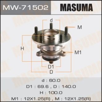 Ступица колеса заднего в сборе с подшипником Suzuki SX 4 (06-) (с ABS) MASUMA MW-71502