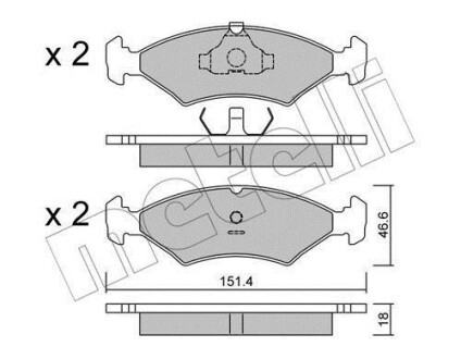 Гальмівні колодки, дискове гальмо (набір) Metelli 2200290