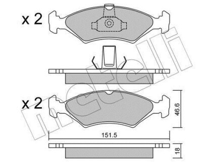 Комплект тормозных колодок, дисковый механизм Metelli 2200930 (фото 1)