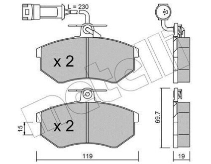 Гальмівні колодки, дискове гальмо (набір) Metelli 2201481