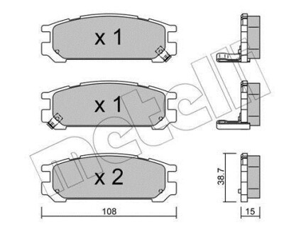 Комплект тормозных колодок, дисковый механизм Metelli 2202040