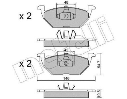 Комплект гальмівних колодок з 4 шт. дисків Metelli 22-0211-1