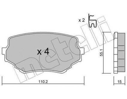 Комплект тормозных колодок, дисковый механизм Metelli 2202490