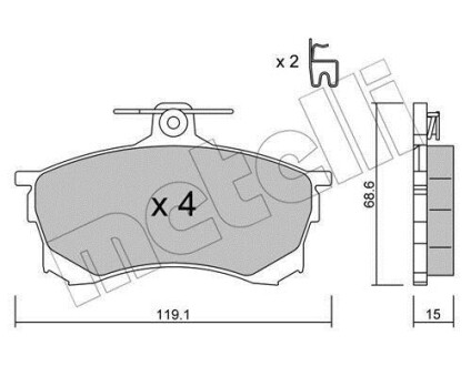 Гальмівні колодки, дискове гальмо (набір) Metelli 2202500