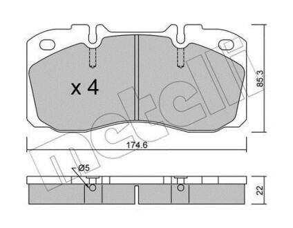 Комплект гальмівних колодок (дискових) Metelli 2202680