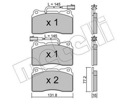 Комплект тормозных колодок (дисковых) Metelli 2202880 (фото 1)