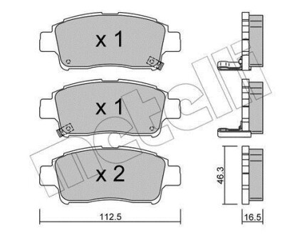 Комплект тормозных колодок, дисковый механизм Metelli 2202920