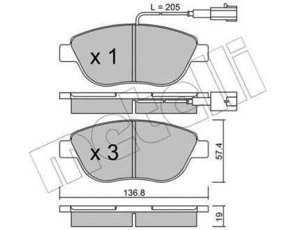 Комплект тормозных колодок (дисковых) Metelli 2203220