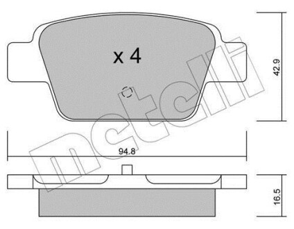 Комплект гальмівних колодок (дискових) Metelli 2203230