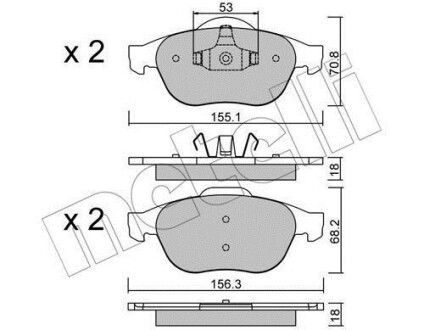 Комплект тормозных колодок, дисковый механизм Metelli 2203360