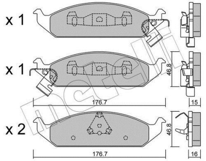 Комплект тормозных колодок, дисковый механизм Metelli 2203550