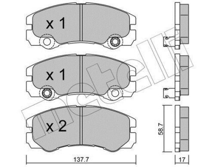 Комплект тормозных колодок, дисковый механизм Metelli 2203571