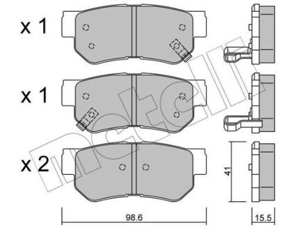 Комплект гальмівних колодок з 4 шт. дисків Metelli 2203650 (фото 1)