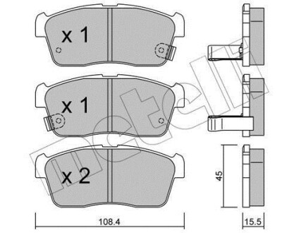 Комплект тормозных колодок, дисковый механизм Metelli 2204150 (фото 1)