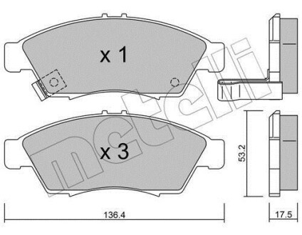 Комплект тормозных колодок, дисковый механизм Metelli 2204370 (фото 1)