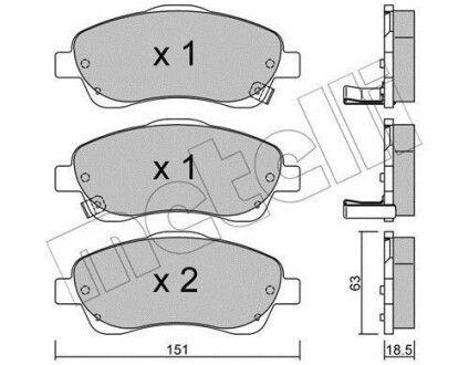 Комплект тормозных колодок (дисковых) Metelli 2204500