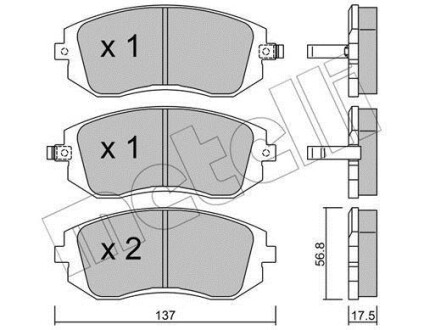 Комплект гальмівних колодок (дискових) Metelli 2205000 (фото 1)