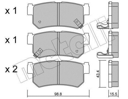 Комплект тормозных колодок, дисковый механизм Metelli 2205190