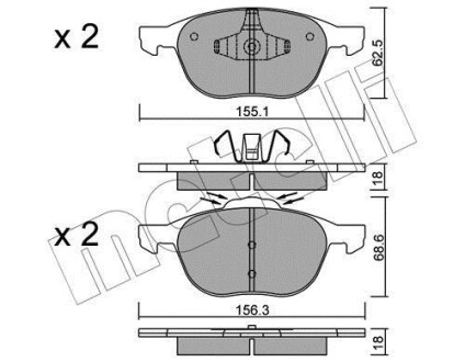 Комплект тормозных колодок, дисковый механизм Metelli 22-0534-1 (фото 1)