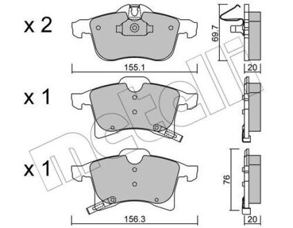 Комплект тормозных колодок из 4 шт. дисков Metelli 2205390