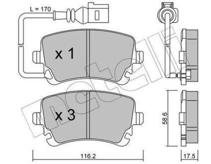 Комплект тормозных колодок из 4 шт. дисков Metelli 2205540 (фото 1)