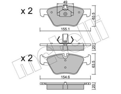 Комплект гальмівних колодок (дискових) Metelli 2205570