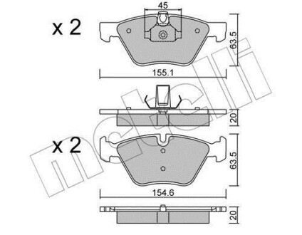 Комплект тормозных колодок (дисковых) Metelli 2205573 (фото 1)