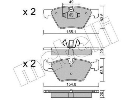 Комплект гальмівних колодок (дискових) Metelli 2205575