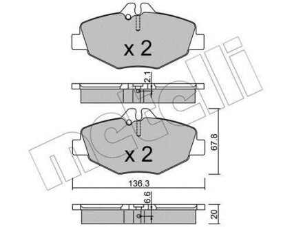 Комплект тормозных колодок, дисковый механизм Metelli 2205620