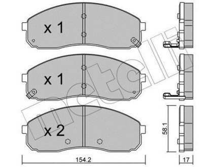 Комплект тормозных колодок, дисковый механизм Metelli 2206310