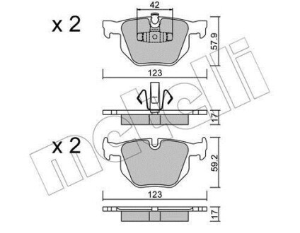 Комплект тормозных колодок (дисковых) Metelli 2206430 (фото 1)