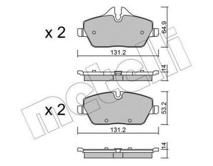 Комплект тормозных колодок (дисковых) Metelli 2206642 (фото 1)