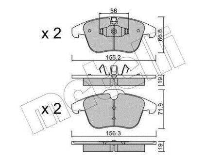 Комплект тормозных колодок, дисковый механизм Metelli 2206754