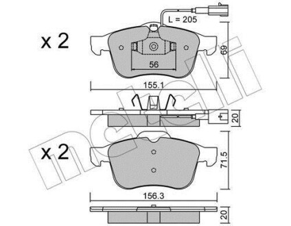 Комплект гальмівних колодок (дискових) Metelli 2207030